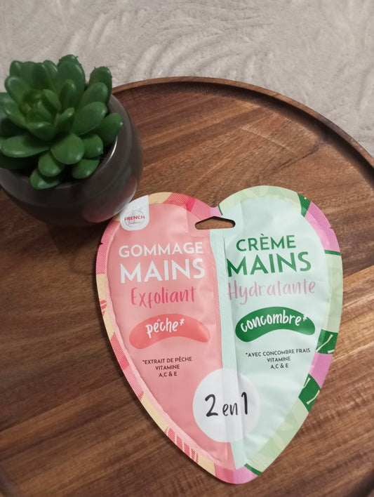 Duo Gommage & crème hydratante - Mains - Pêche et concombre
