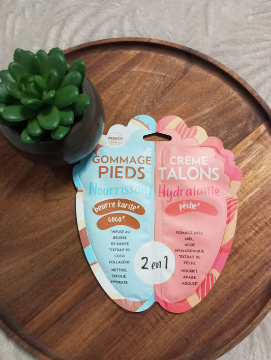 Duo Gommage & crème hydratante - Pieds - Beurre de Karité et pêche