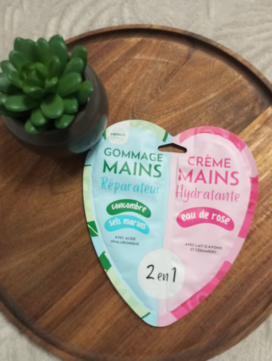 Duo Gommage & crème hydratante - Mains - Concombre et eau de rose